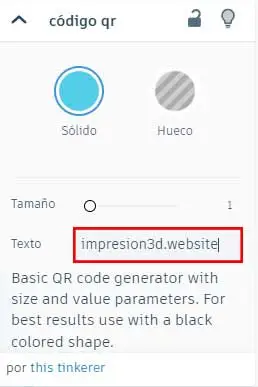 QR en 3D-configurar qr
