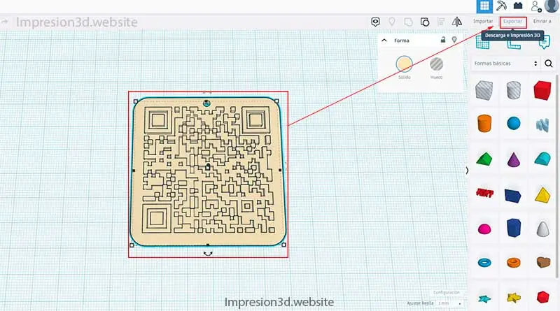 3D QR-exportar codigo qr como archivo stl